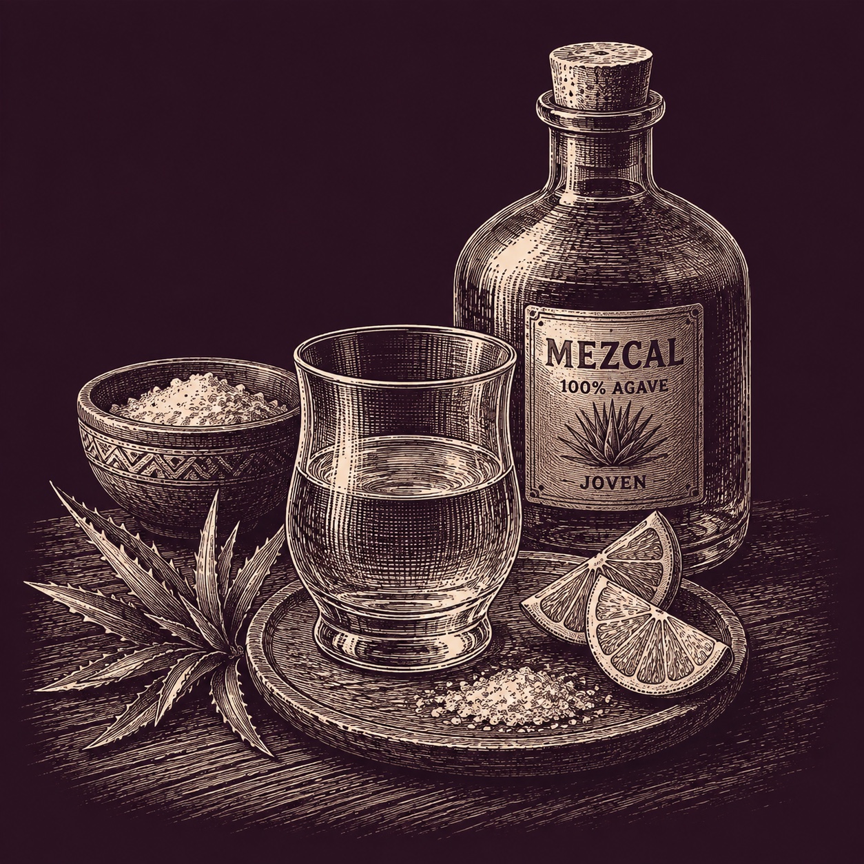 Mezcal para brindar, no para olvidar, ilustración editorial