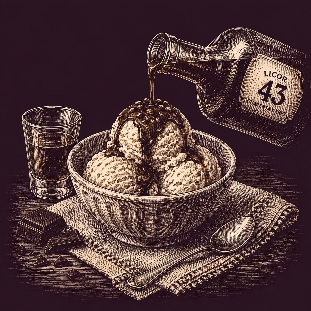 Helado con Licor 43, ilustración editorial